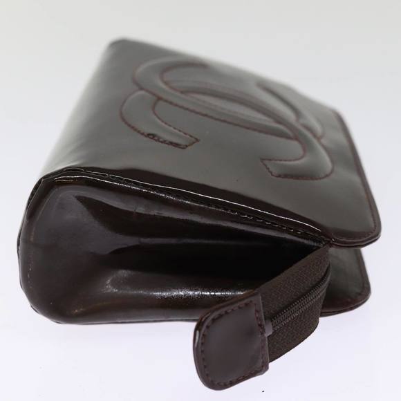 CHANEL Pouch Patent leather Brown CC Auth 74604 - Picture 4 of 16